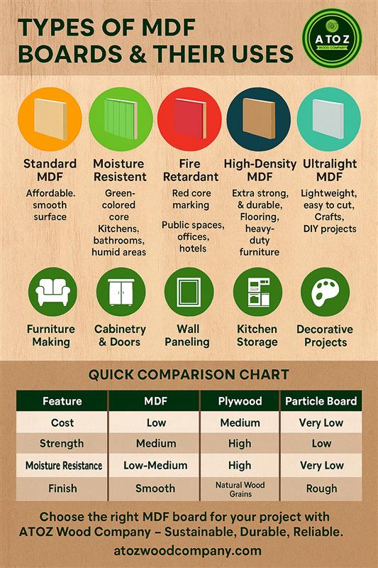 MDF Types, Uses, differences infograph