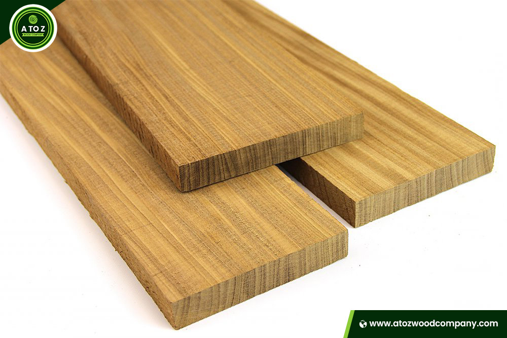 Different colors of afromosia wood