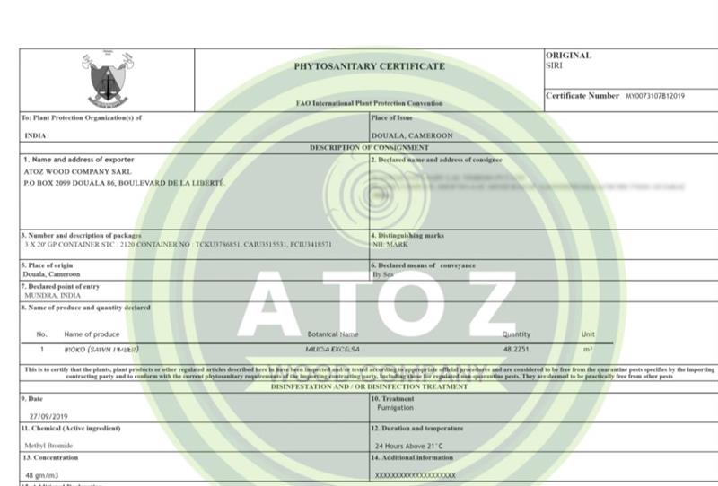 phytosanitary certificate