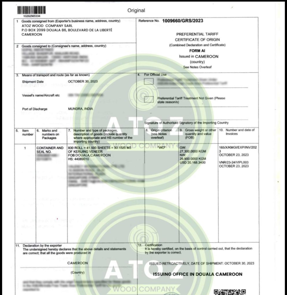 certificate of origin